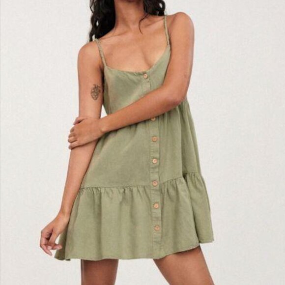 Zara Dresses & Skirts - Zara Sage Green Linen Dress with Braided Straps